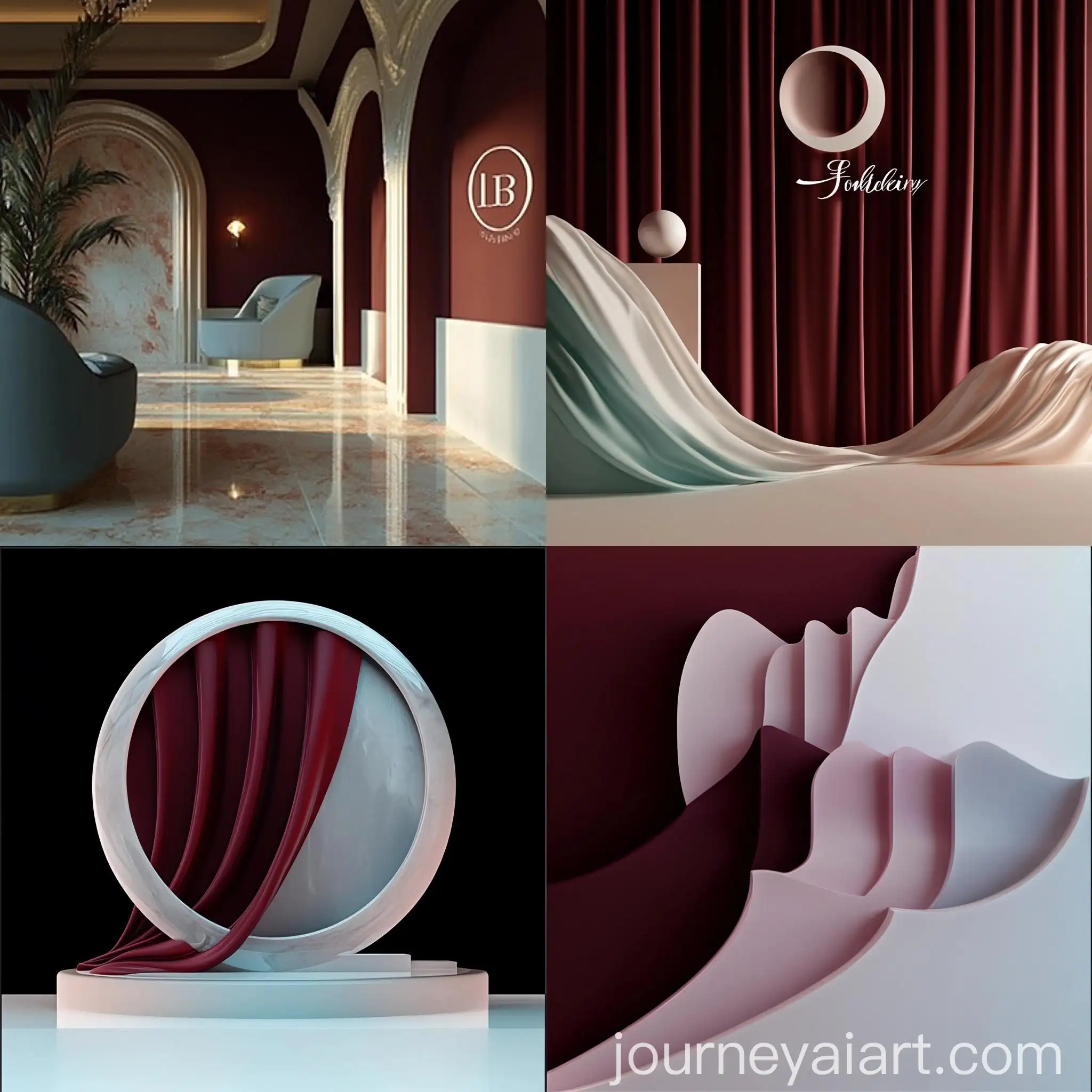 Luxurious-Tourist-Company-Logo-Elegant-3D-Design-in-Burgundy-Milky-and-Pale-BlueGrey