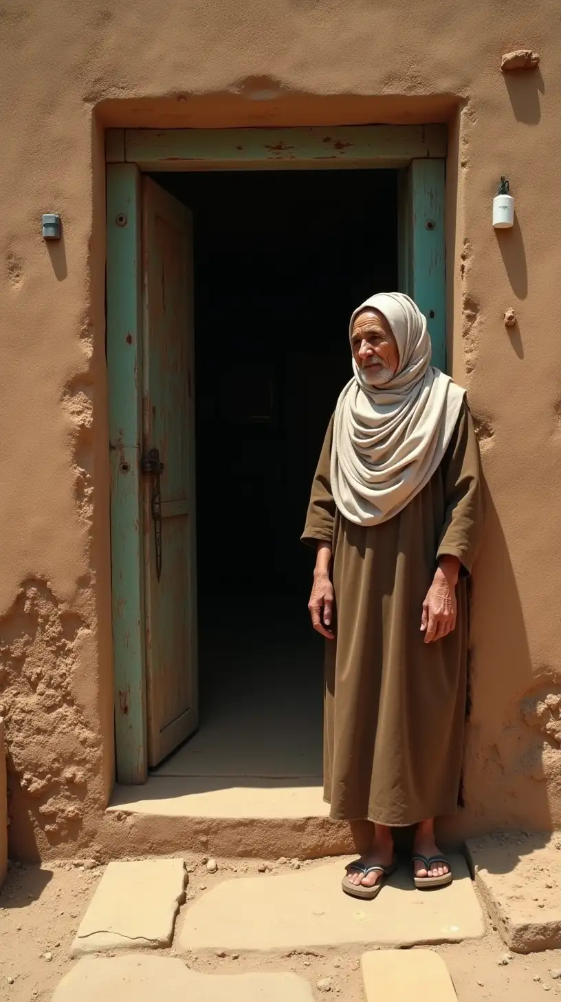 Old Woman in Medina Receives Food from a Kind Stranger