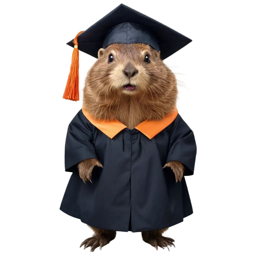 Beaver-in-Graduation-Gown-and-Cap-PNG-A-Cute-Academic-Celebration-Image-for-All-Ages