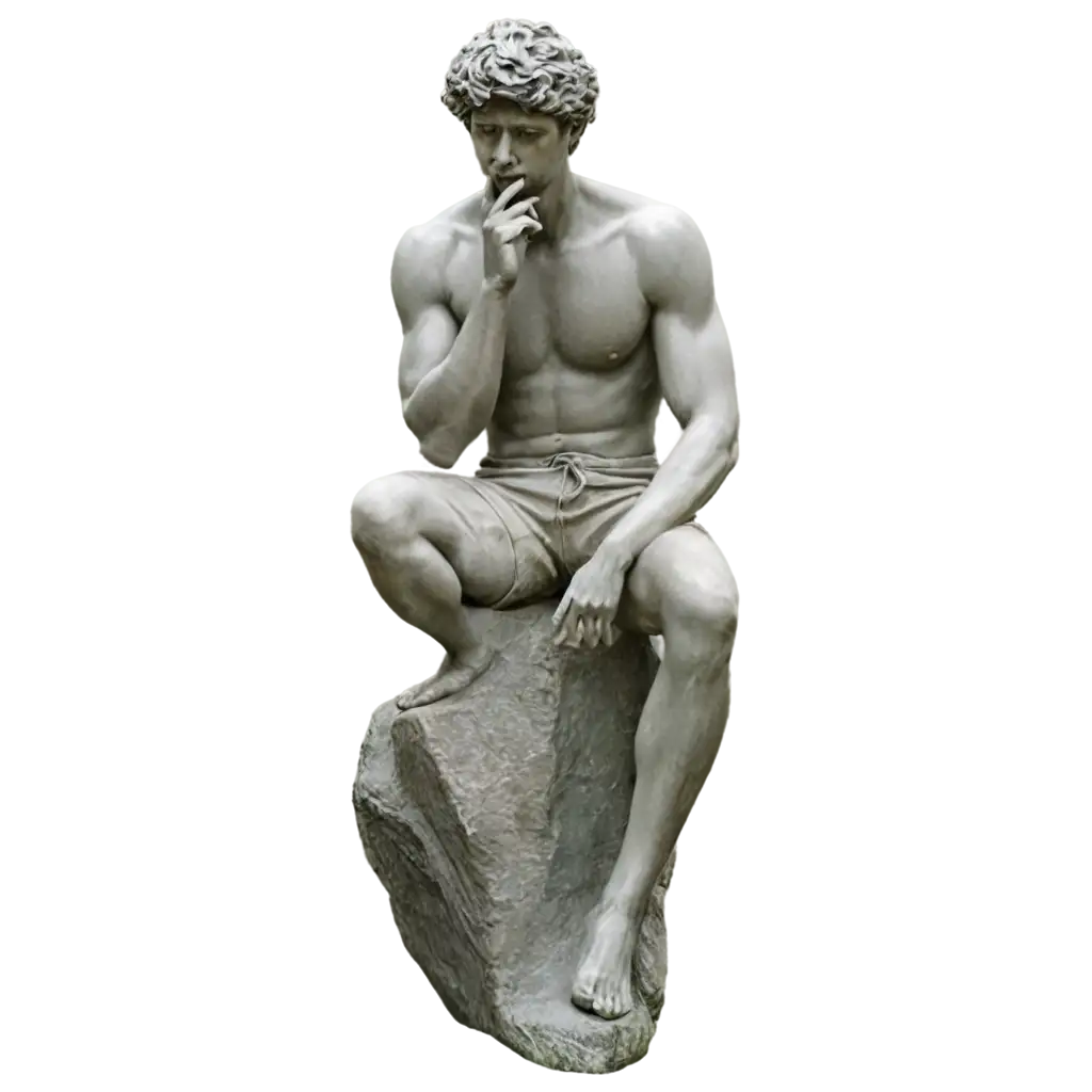 PNG-Image-of-a-Statue-of-a-Man-Thinking-on-a-Big-Rock-AI-Art-Prompt