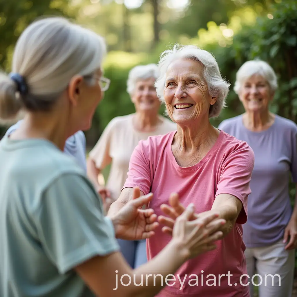 Elderly-Women-Greeting-After-Exercise-Class