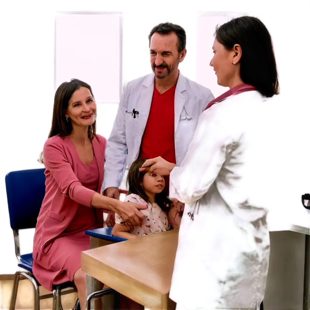 Parents with child at the doctor