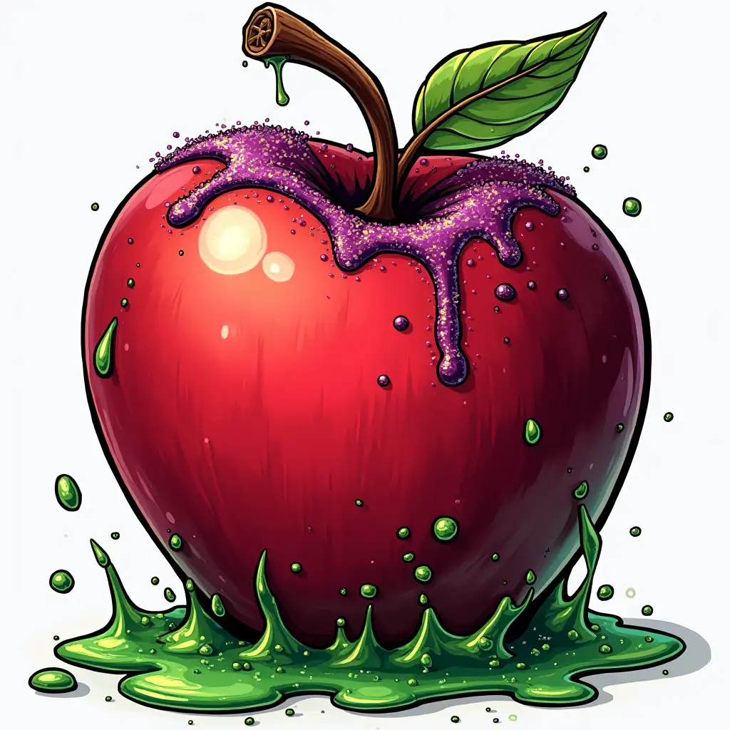 Red-Poison-Apple-with-Green-Goo-and-Purple-Glitter-AccAI-Image-Prompt-Expansionents