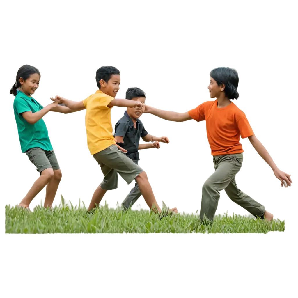 Indonesian-Children-Playing-Traditional-Games-in-a-Field-PNG-Image-for-Authentic-Cultural-Representation