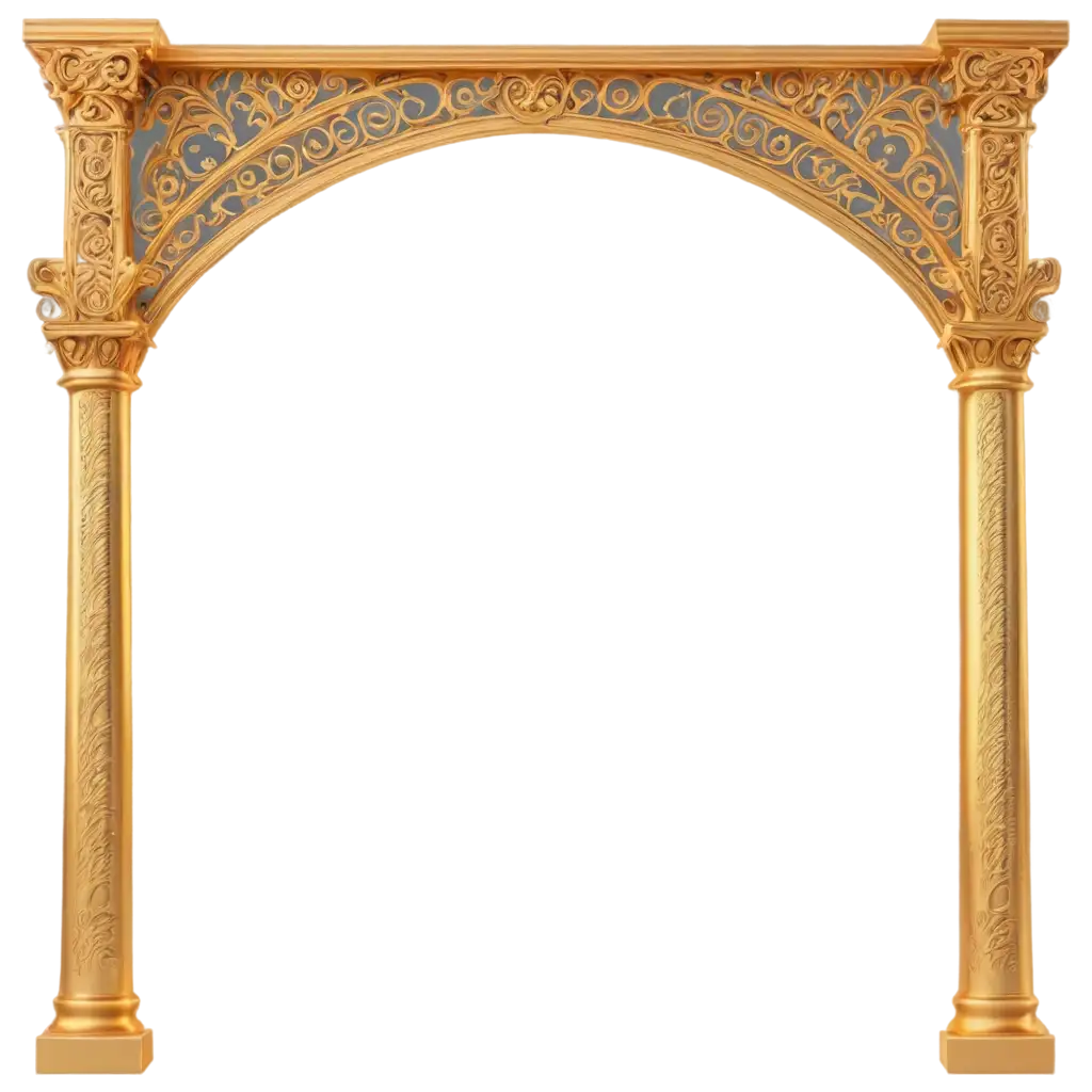 3D-Golden-Ornamental-Arch-with-Columns-Cut-Out-Transparent-PNG-for-Design-and-Visual-Appeal