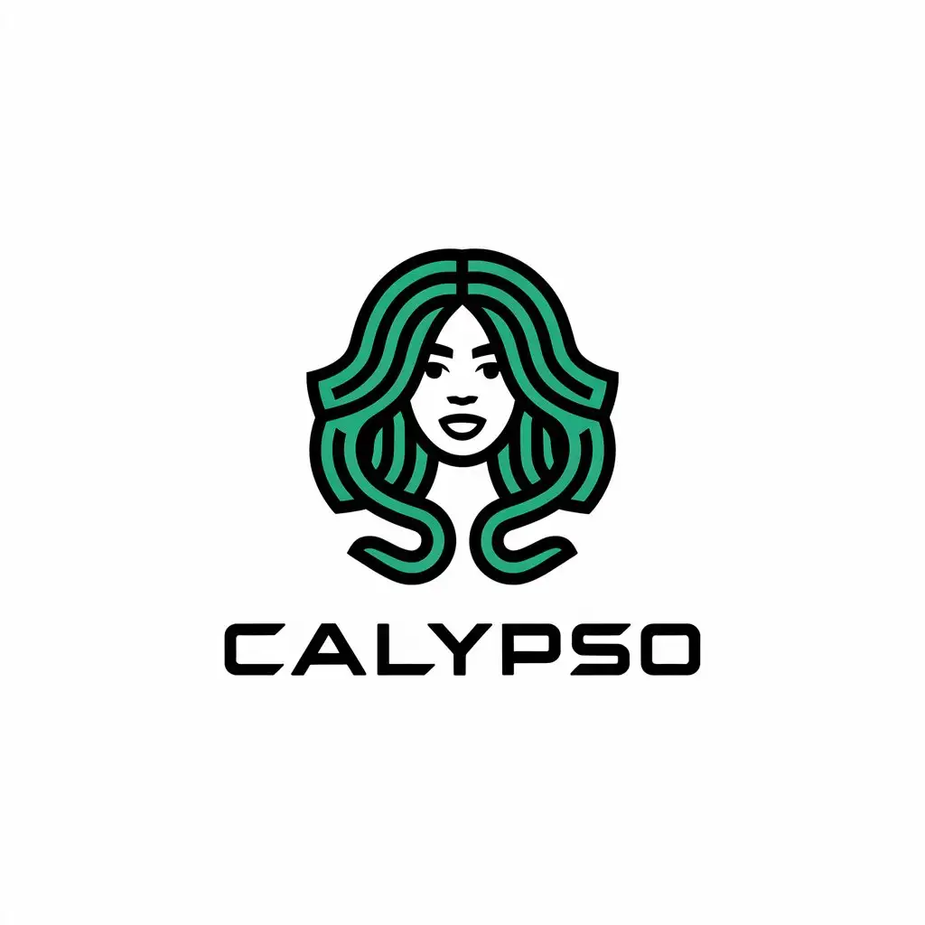 LOGO Design For Calypso Modern Vector Design with Woman and Snake Hair for Technology Industry