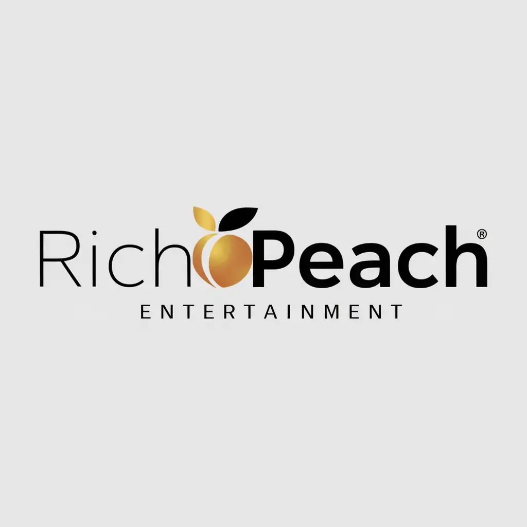 a logo design,with the text "RichPeach", main symbol:RichPeach,Minimalistic,be used in Entertainment industry,clear background