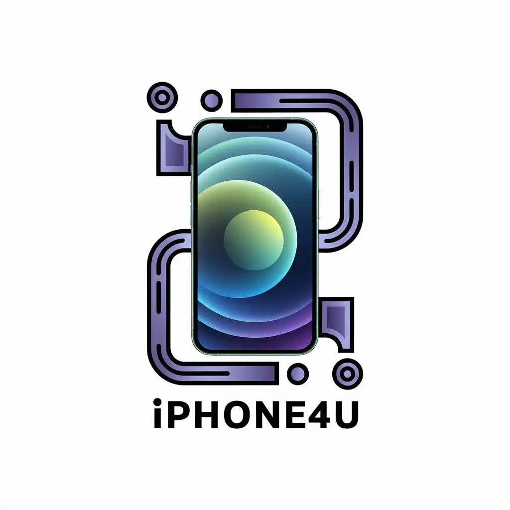 a vector logo design,with the text "iPhone4U", main symbol:iPhone,complex,be used in Internet industry,clear background