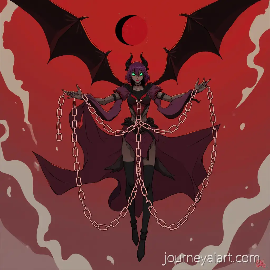Anime-Character-Flying-with-Glowing-EyesAnime-character-with-glowing-eyes-and-Chains-Red-Devilish-Monster