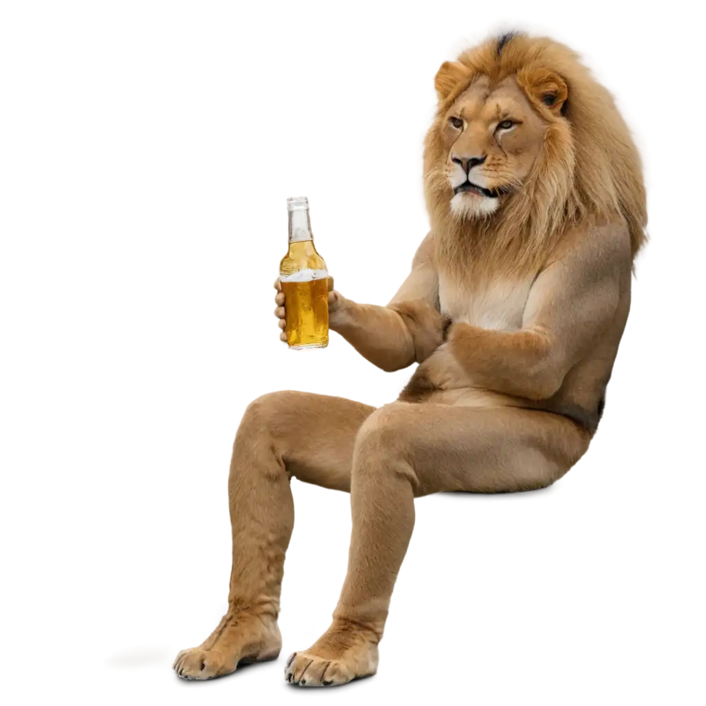 Lion-Sipping-Beer-PNG-Image-HighQuality-Fun-for-Creative-Projects