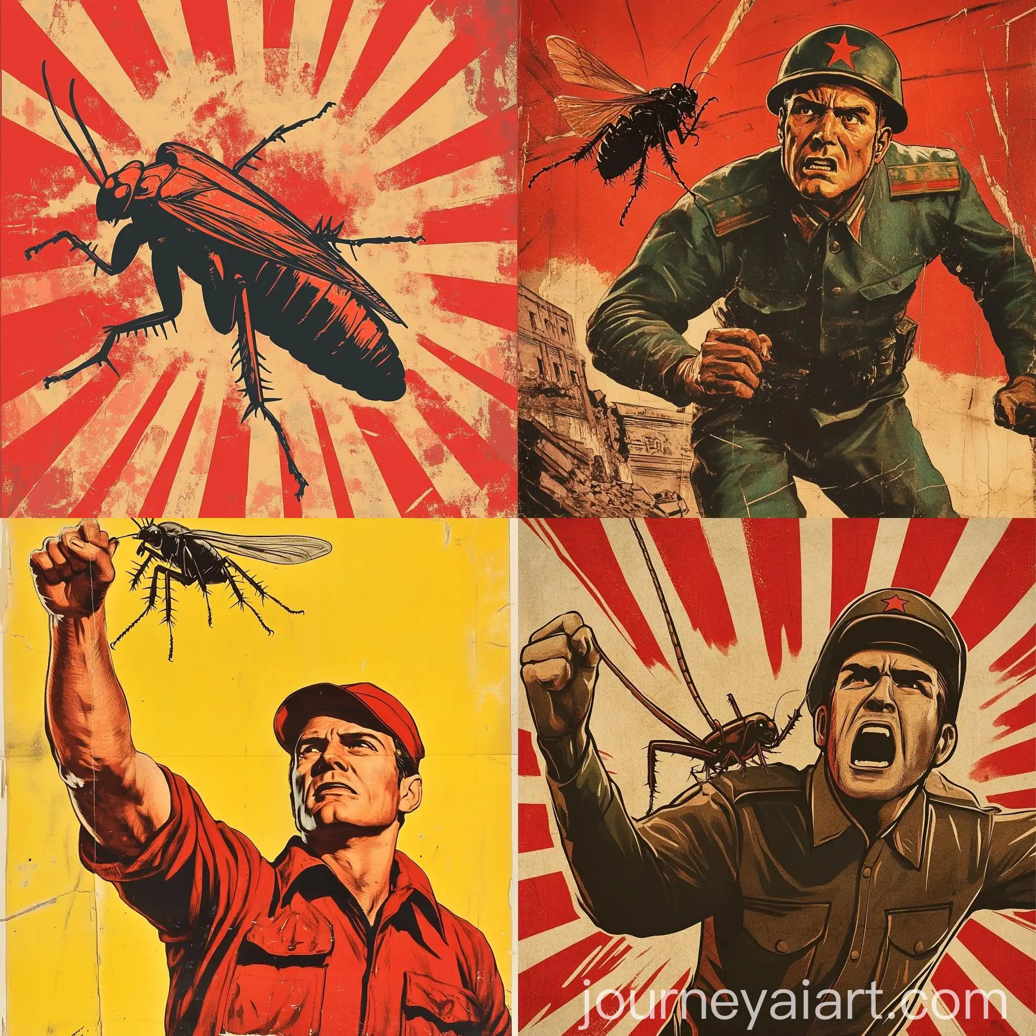Proletarian-Strikes-Cockroach-Soviet-Agitational-Banner