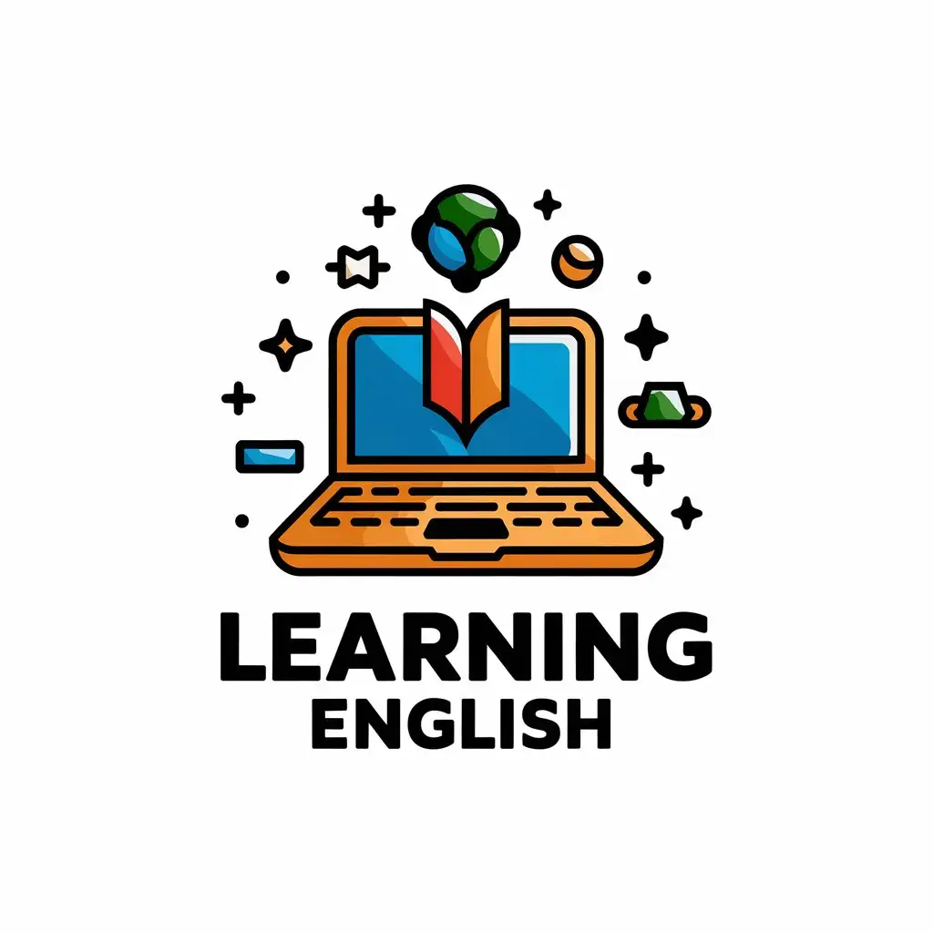 a vector logo design,with the text "Learning English", main symbol:Laptop,complex,be used in Internet industry,clear background