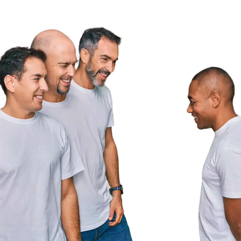 Five-Men-Smiling-in-White-TShirts-HighQuality-PNG-Image-for-Versatile-Usage