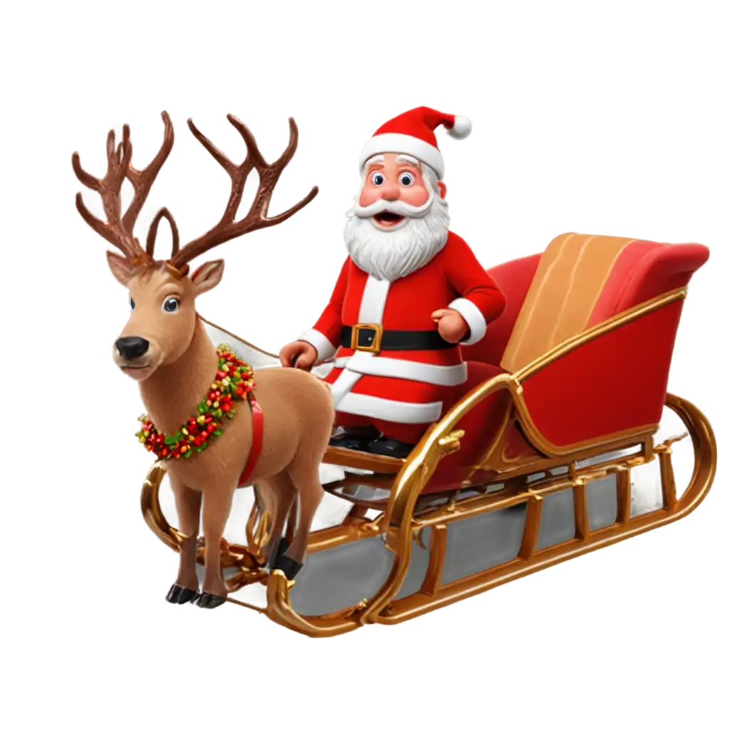 Santa Claus on sleigh with reindeer