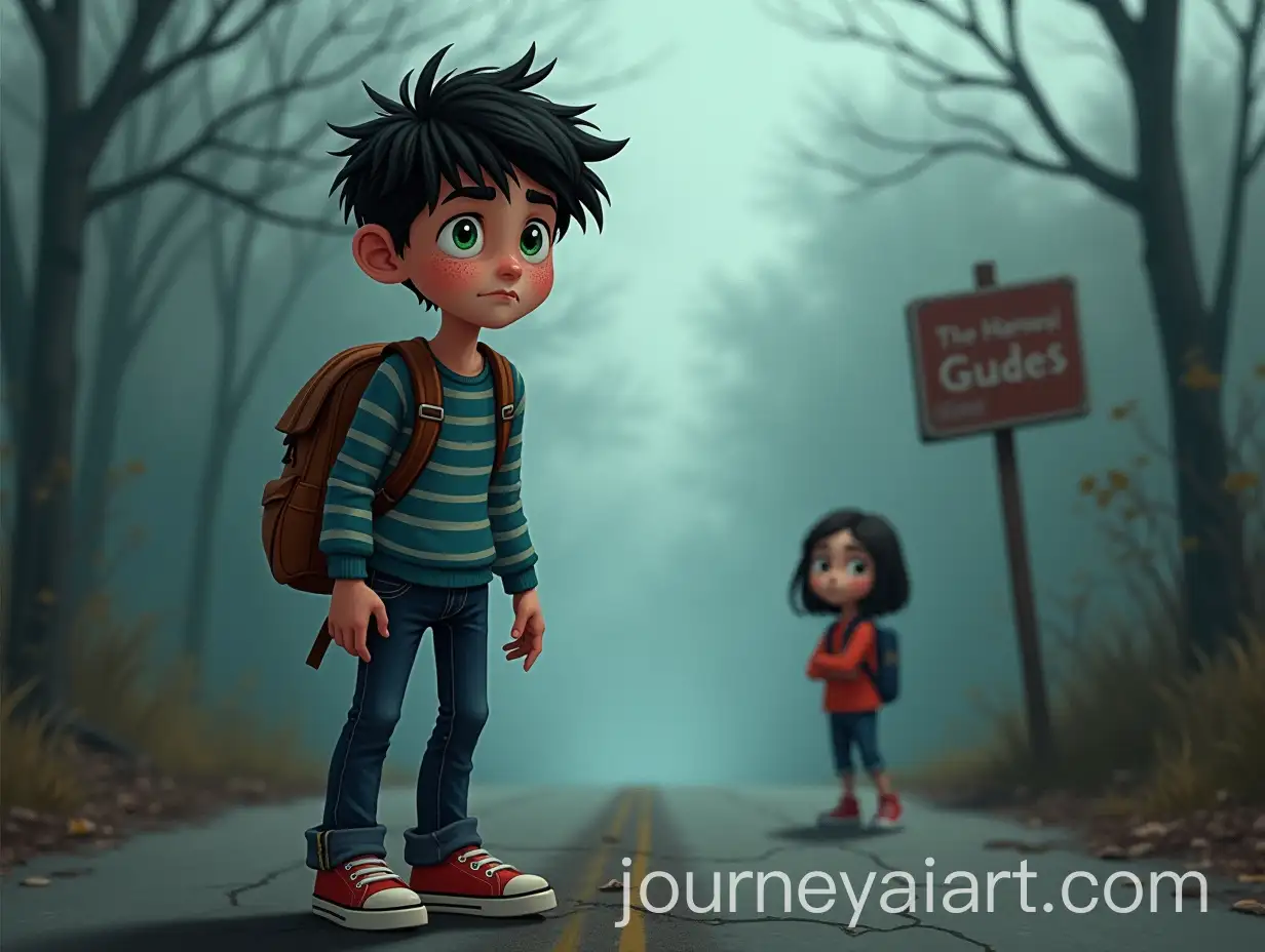 Curious-Young-Man-and-Skeptical-Friend-on-Eerie-Misty-Road