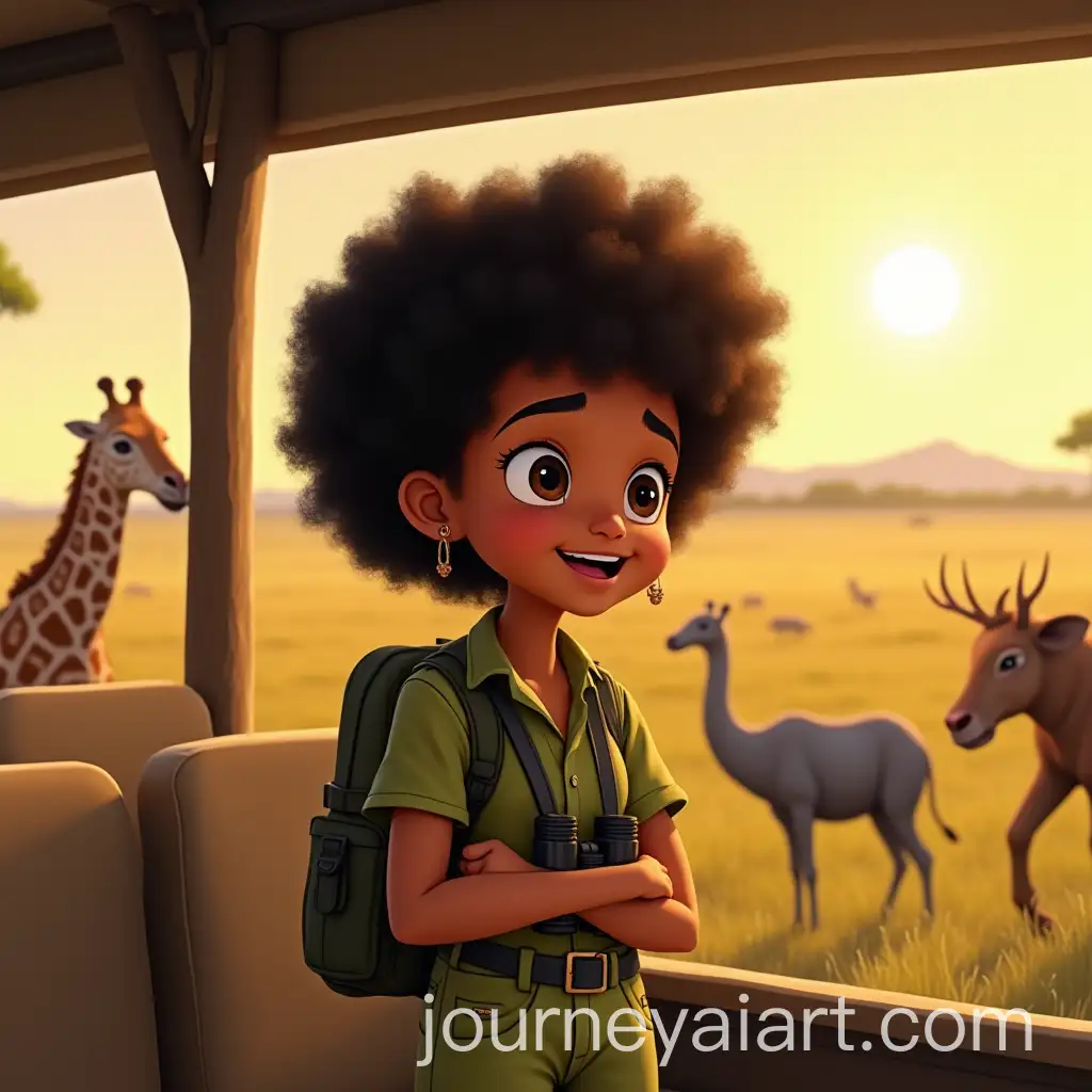 Young-Girl-in-Safari-Truck-Surrounded-by-Maasai-Mara-Wildlife