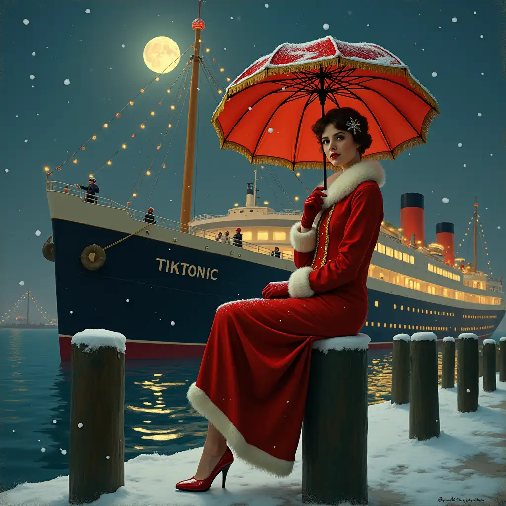 Romantic-Christmas-Scene-with-1920s-Steamer-and-Snowy-Harbor