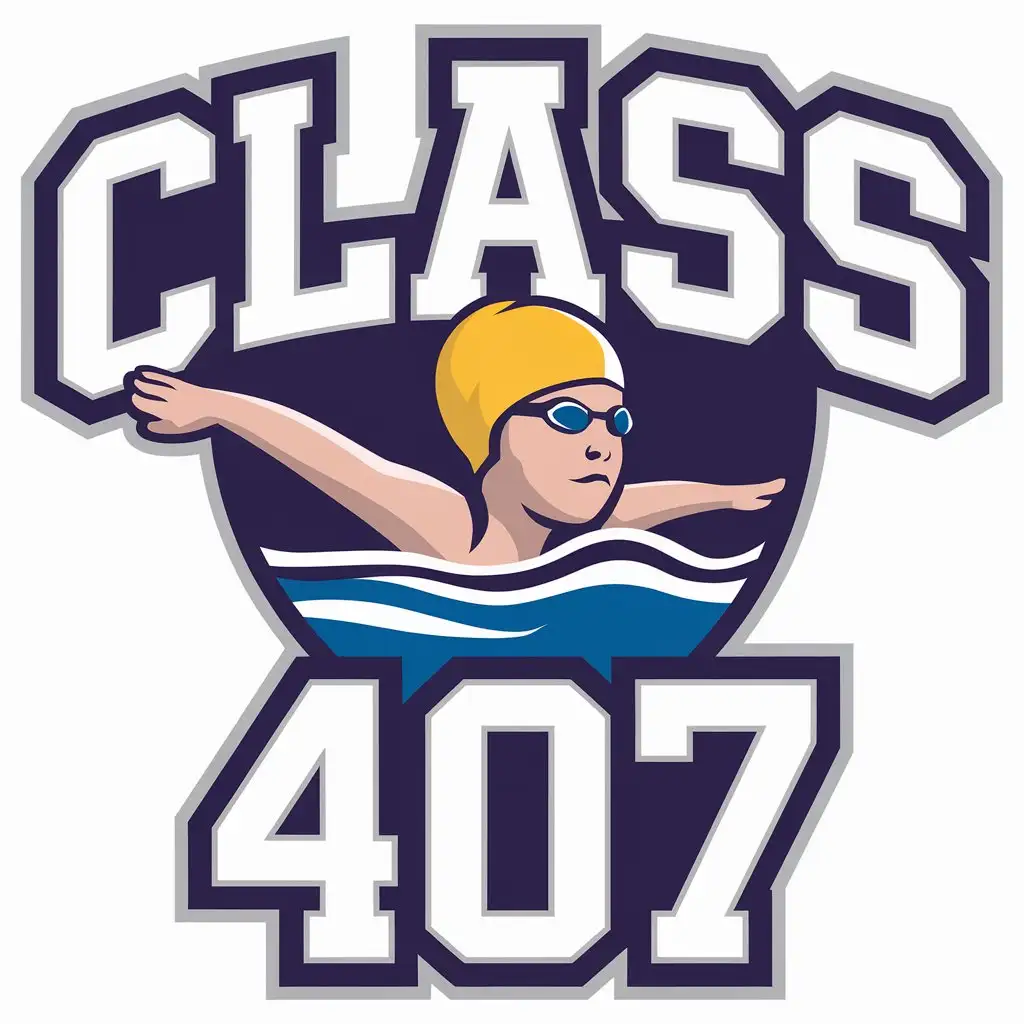 LOGO Design for Class 407 Vector Logo with Primary School Swimmer Theme for Education Industry