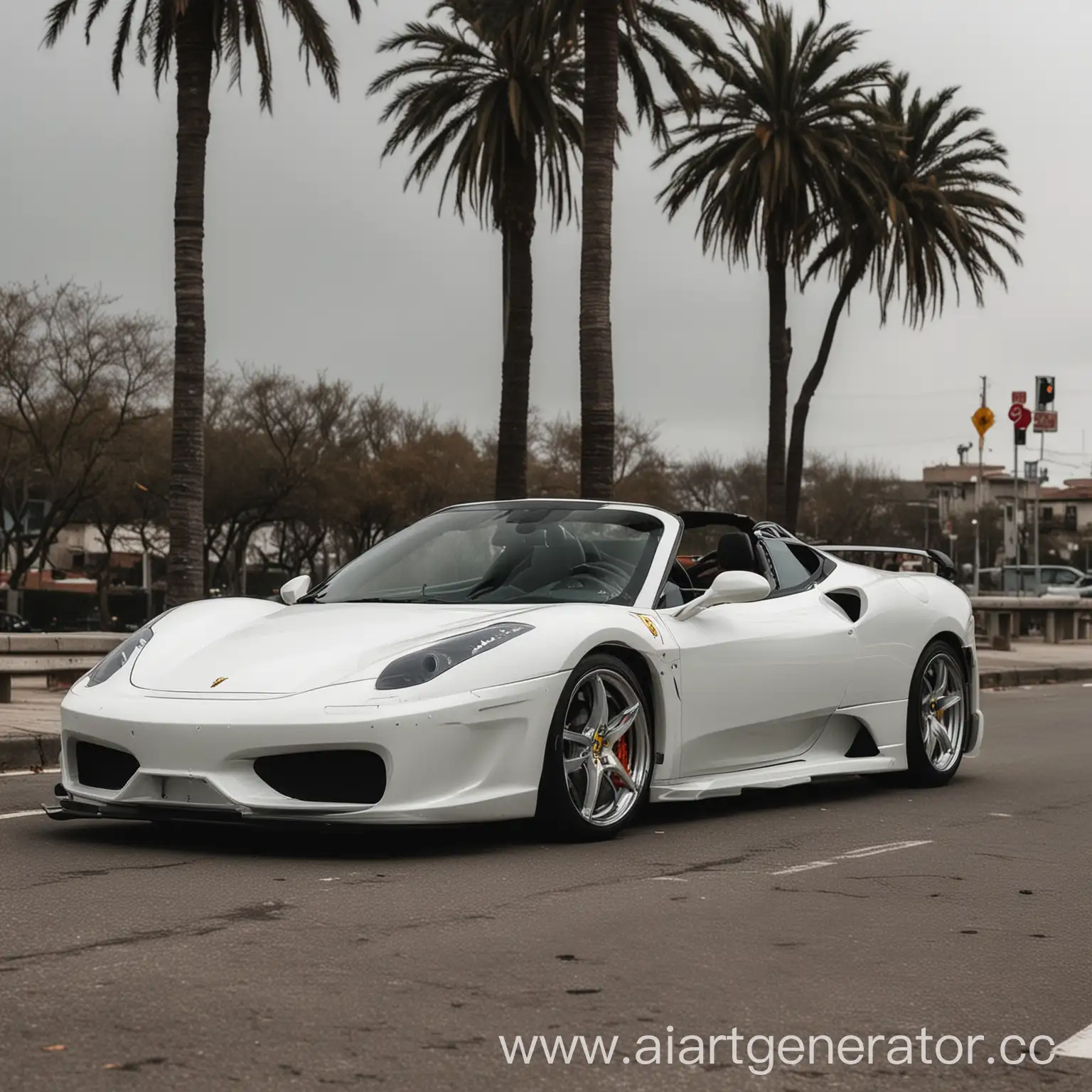 Sleek-White-Ferrari-Speeding-Through-Urban-Streets