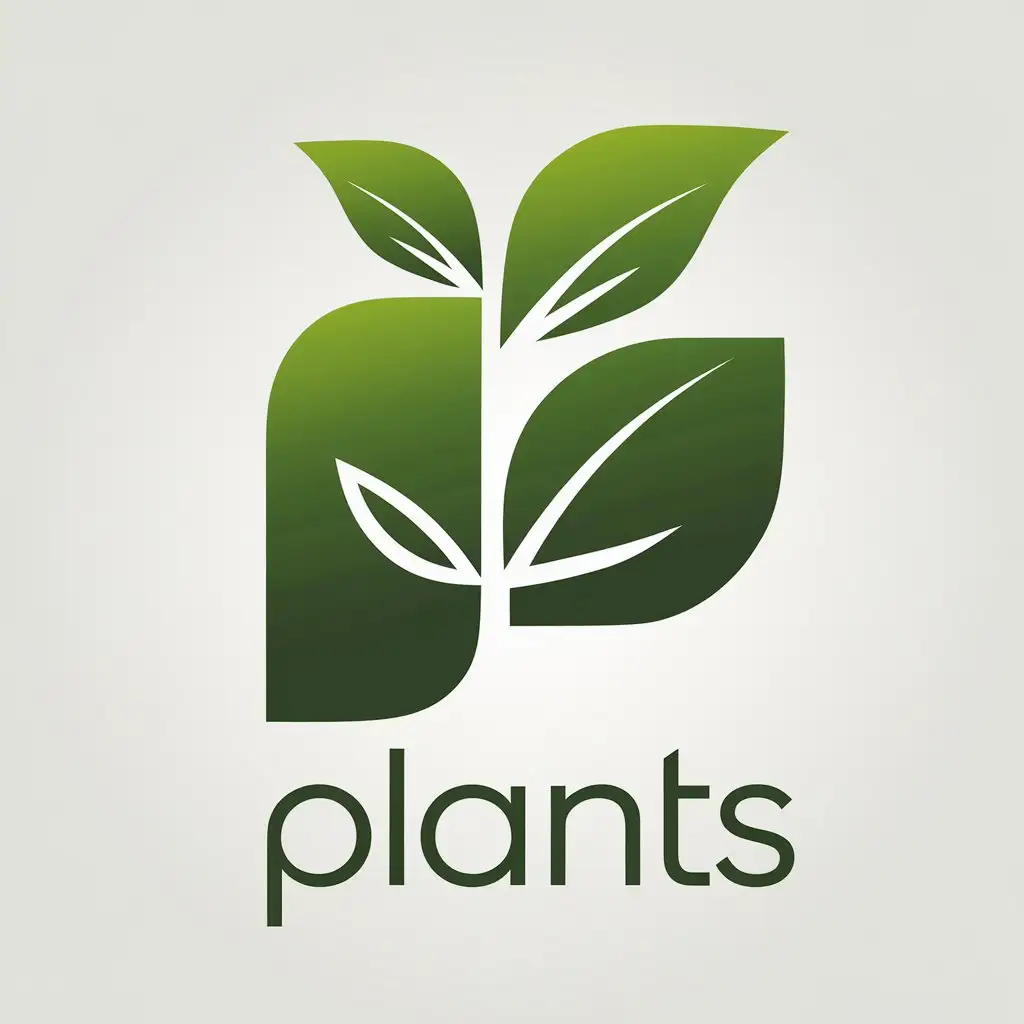 a vector logo design,with the text "Plants", main symbol:Plant,Minimalistic,clear background