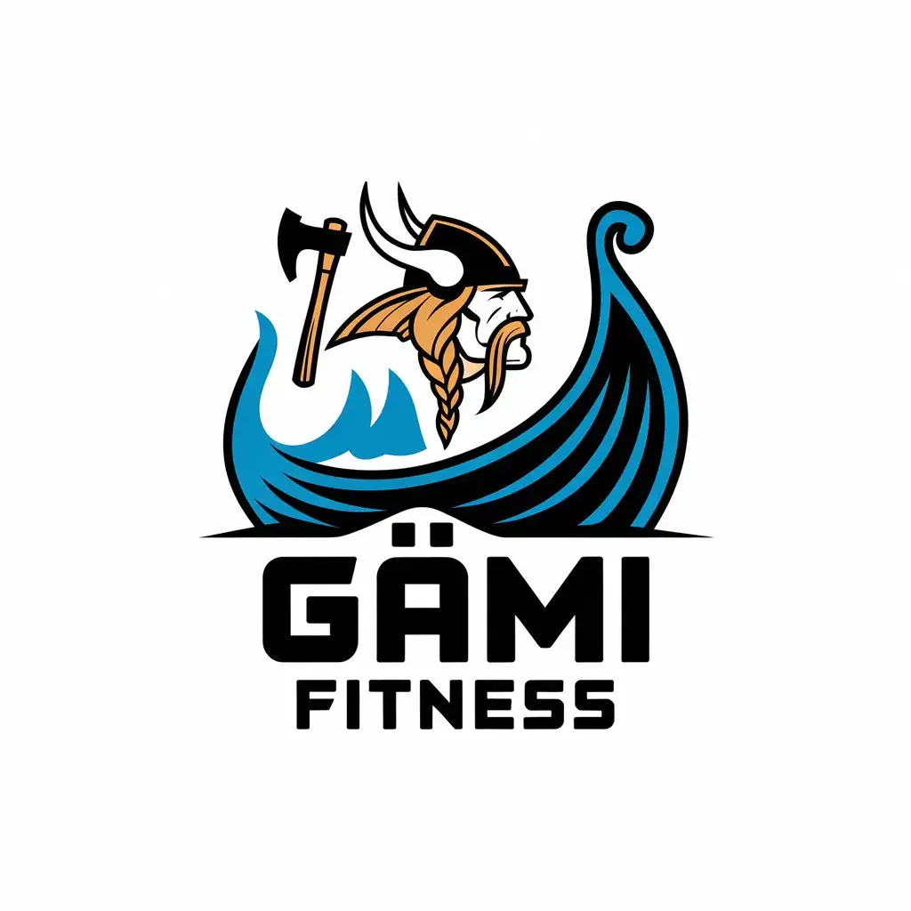 LOGO Design for GMI FITNESS Viking Warrior on Ship with Axes Bold and Dynamic Symbol for Sports Fitness Industry