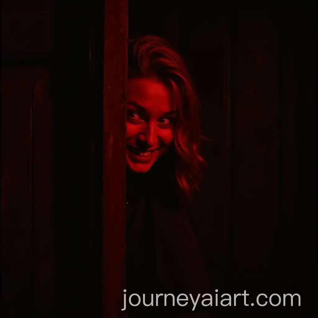 Demonic-Medieval-Woman-in-50s-Smiling-Through-Partially-Opened-Door