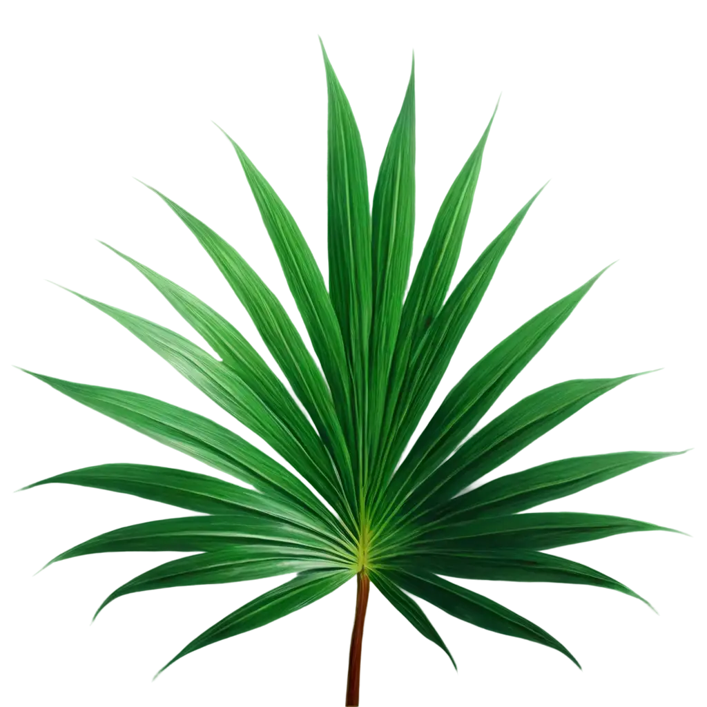 Beautiful green palm leaf at sunset superrealistically