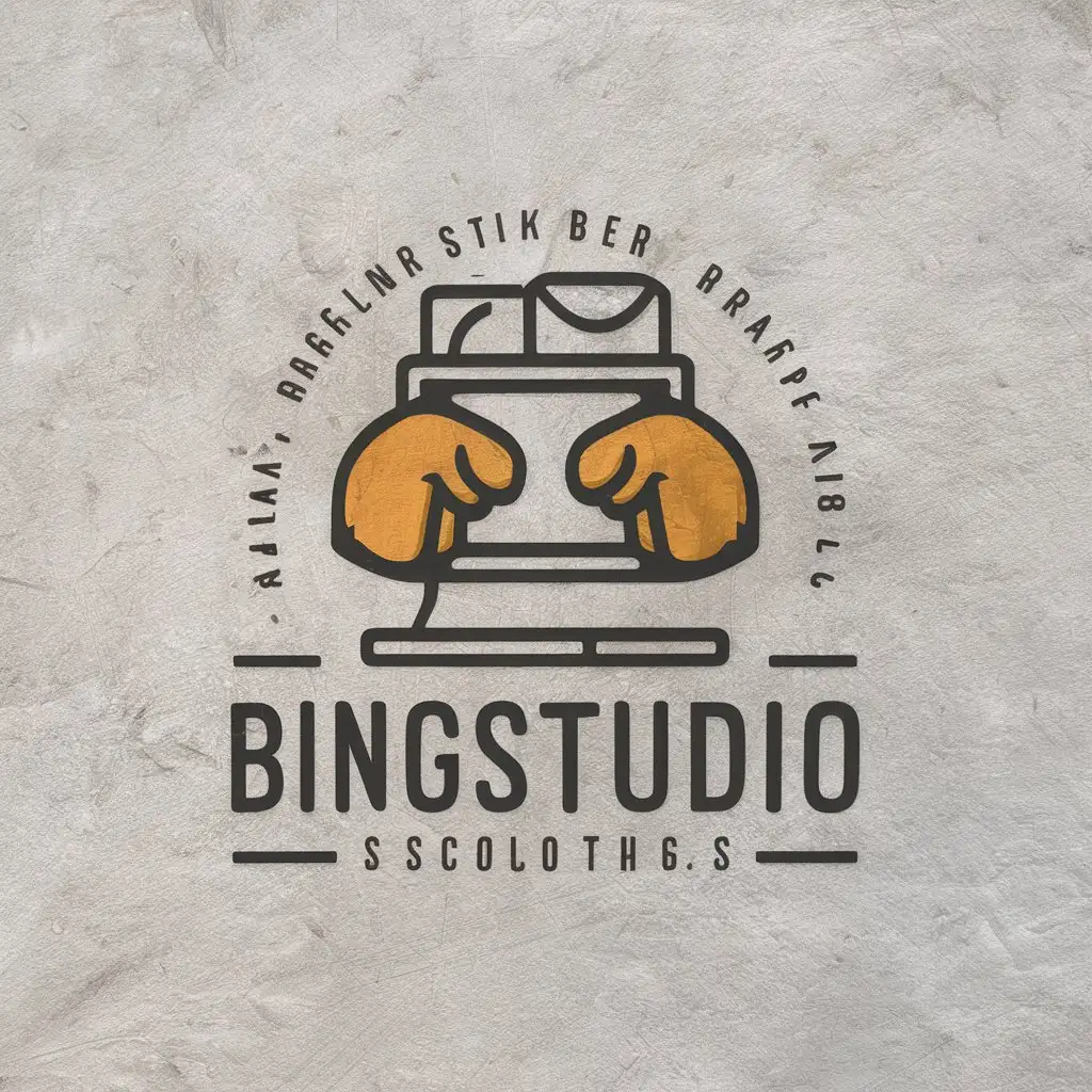 a vector logo design,with the text "BINGSTUDIO", main symbol:computer, boxing gloves,complex,be used in Internet industry,clear background