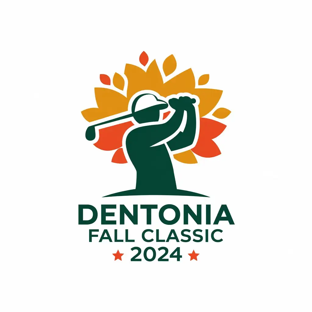 LOGO Design for Dentonia Fall Classic 2024 Golfer and Autumn Tree Silhouette with Retail Appeal