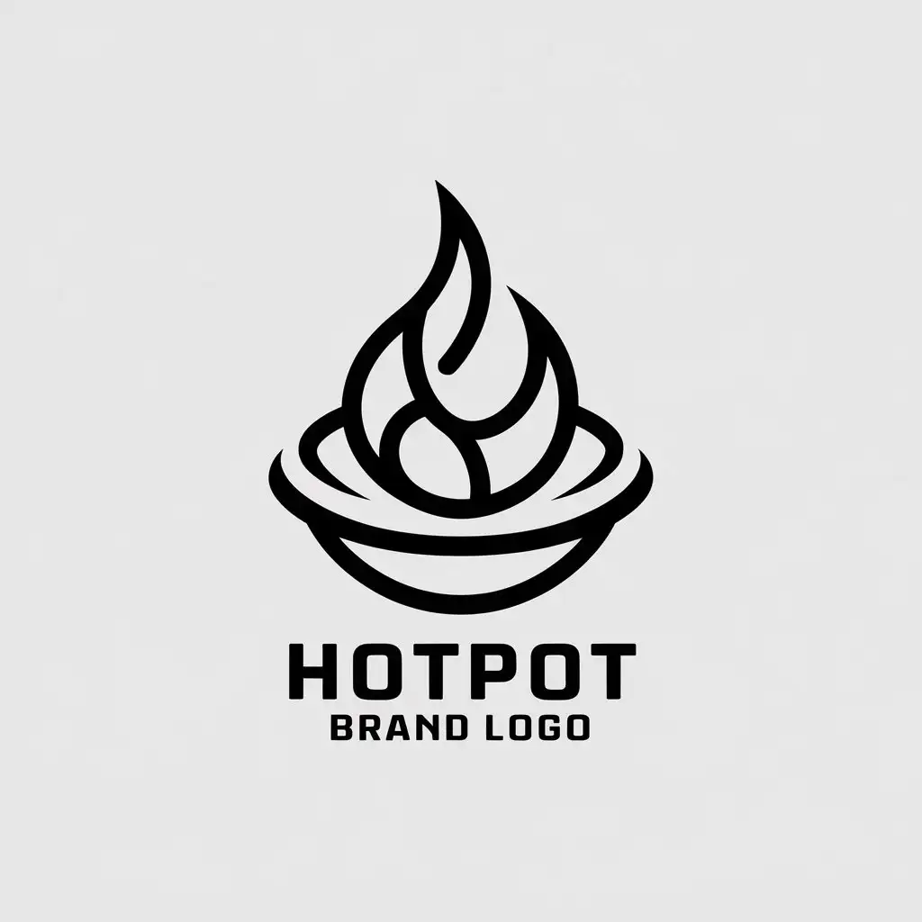 LOGO Design For Hotpot Brand Logo Abstract Flame Symbol in Minimalistic Style for Restaurant Industry