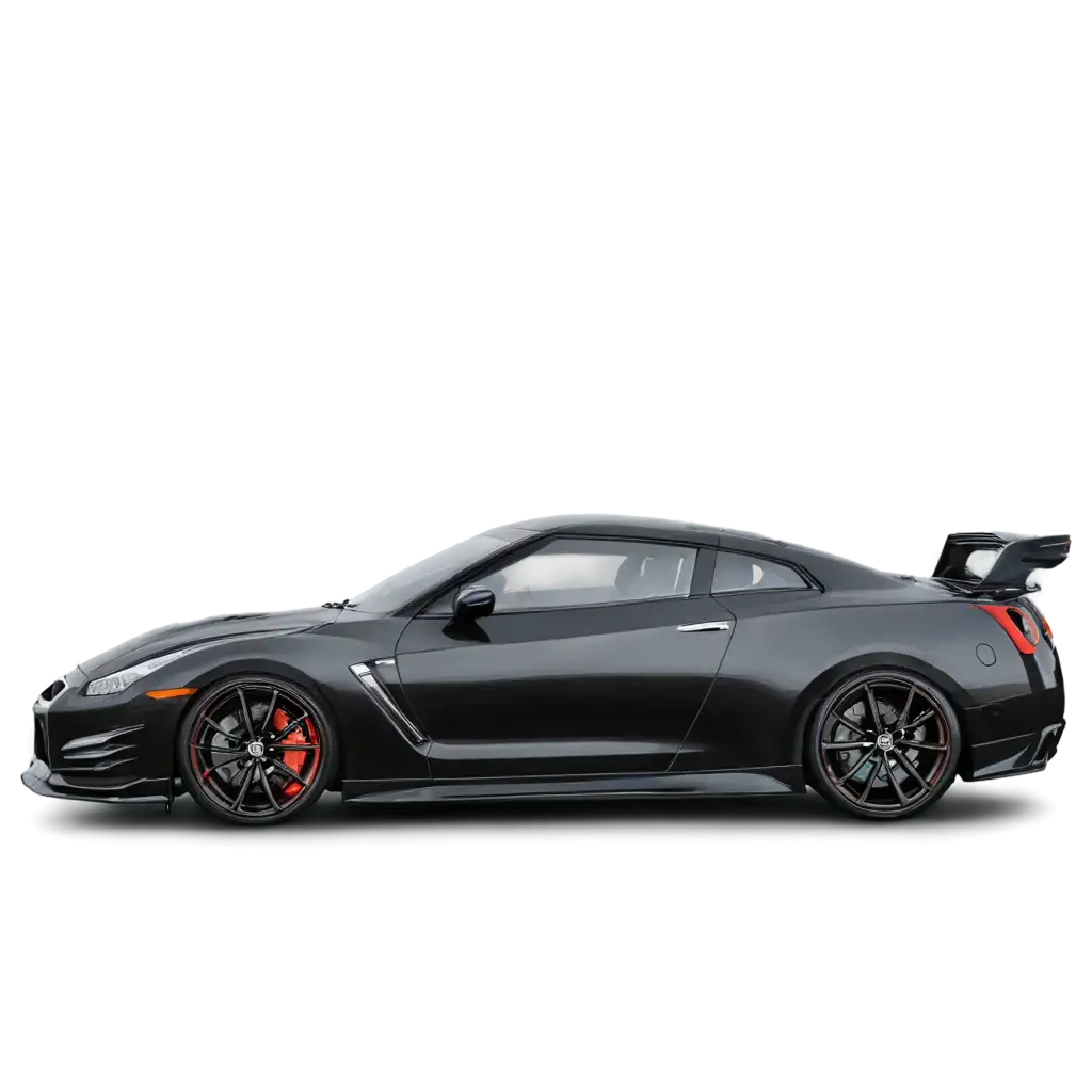 Custom-Nissan-GTR-R35-PNG-Image-Sleek-Black-Side-View-for-Enhanced-Clarity