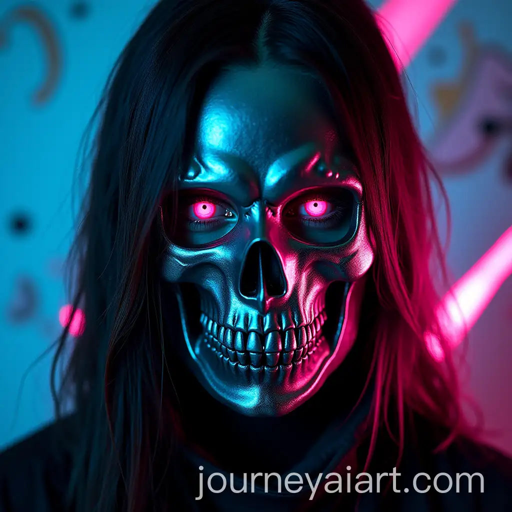 Cyberpunk-Art-PromptCyberpunk-Portrait-of-Mysterious-Character-with-Neon-Skull-Mask-and-Electric-Pink-Highlights