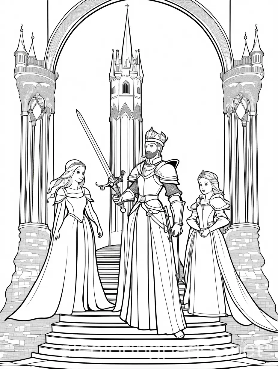 Princess-Isabella-Knight-Arthur-and-Mage-Seraphina-Descend-the-Tower-with-the-Magical-Sword