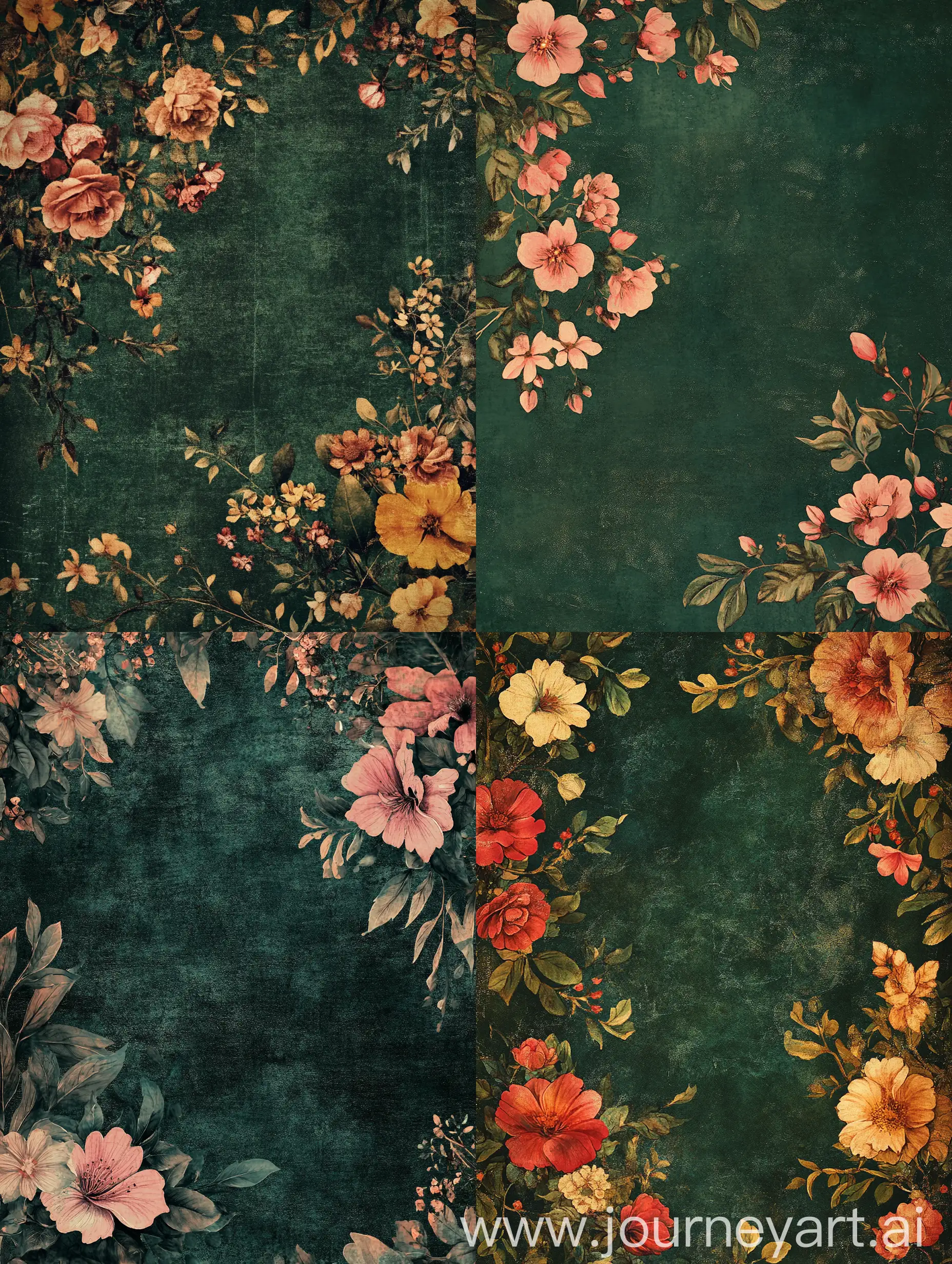 Vintage-Floral-Scrapbook-Paper-in-Dark-Green-Fantasy-Style