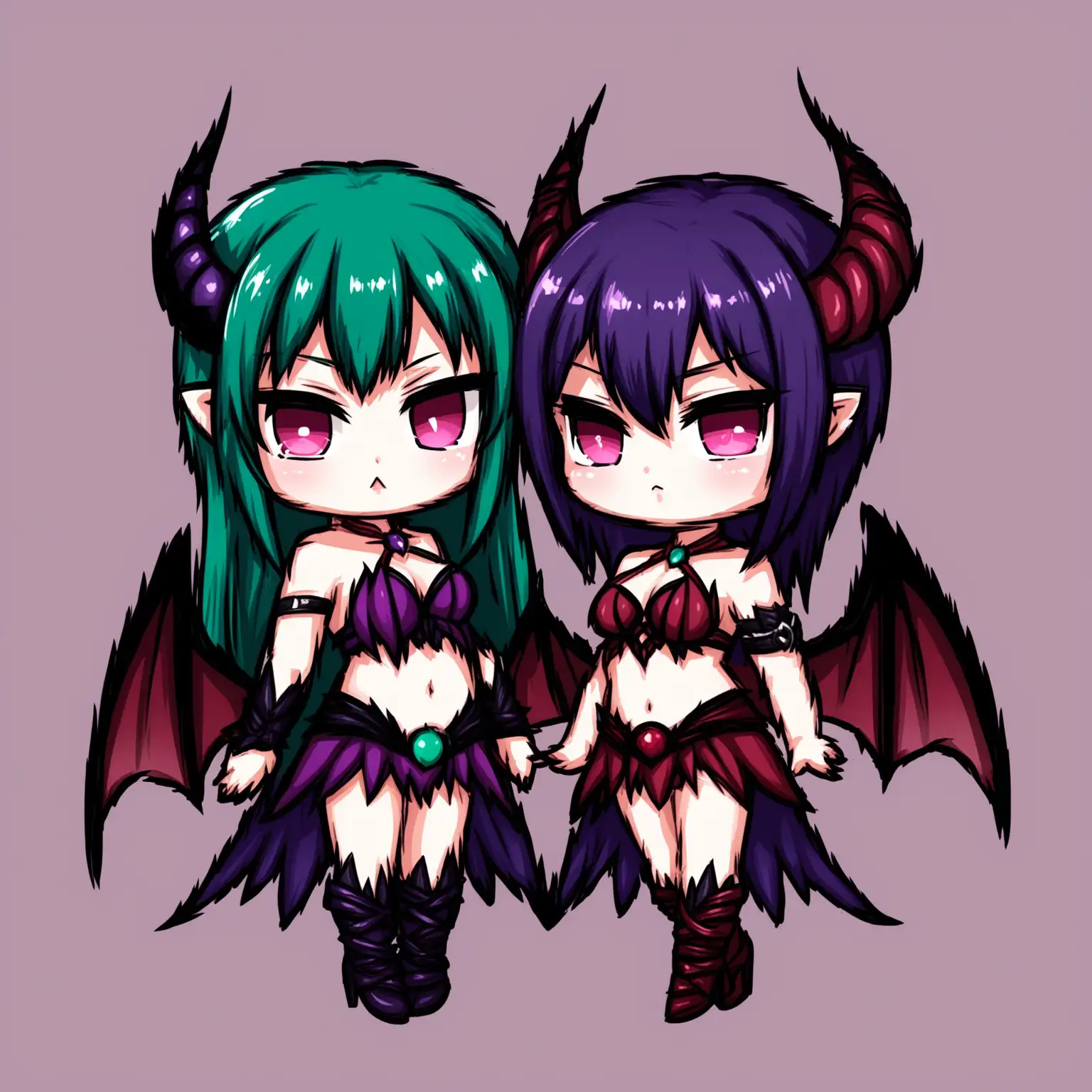 Chibi Morrigan and Lilith