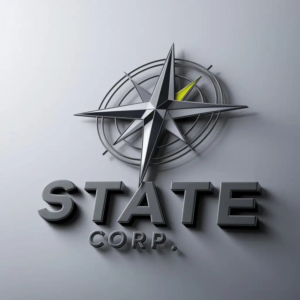 a logo design,with the text "State Corp.", main symbol:compass rose,complex,clear background