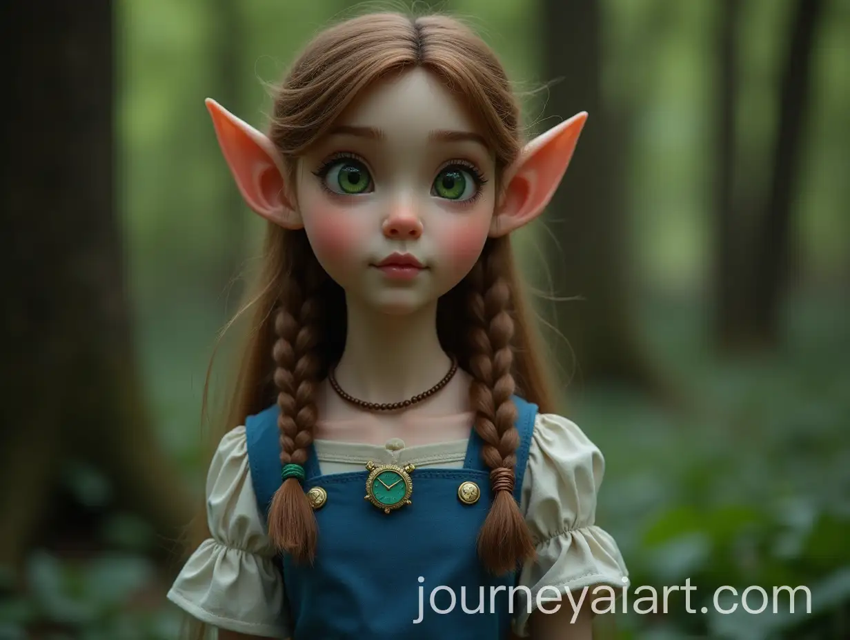 Elf-with-Brown-Hair-and-Green-Eyes-in-Blue-Dress