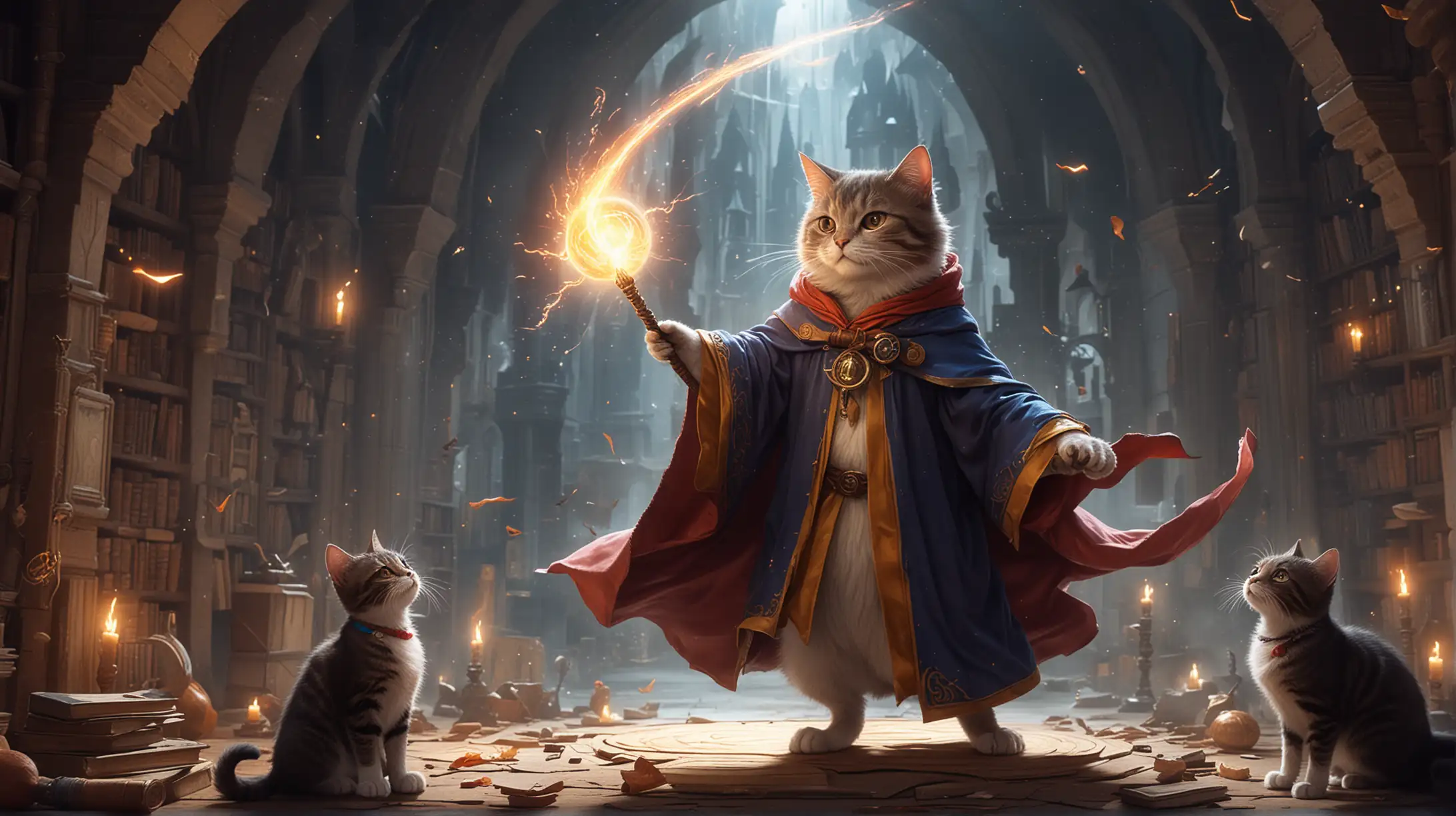 Magical CatMages Duel with Energy Bolts and Spells