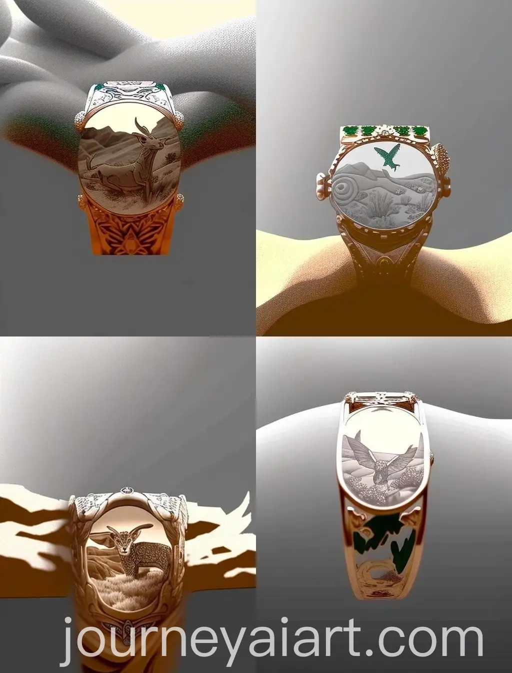 Nature-Symphony-Unisex-Arabian-Oryx-Gemstone-Watch-Bracelet-Design