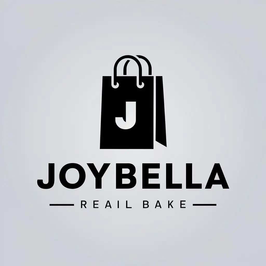 a vector logo design,with the text "JoyBella", main symbol:paper bag,Minimalistic,be used in Retail industry,clear background