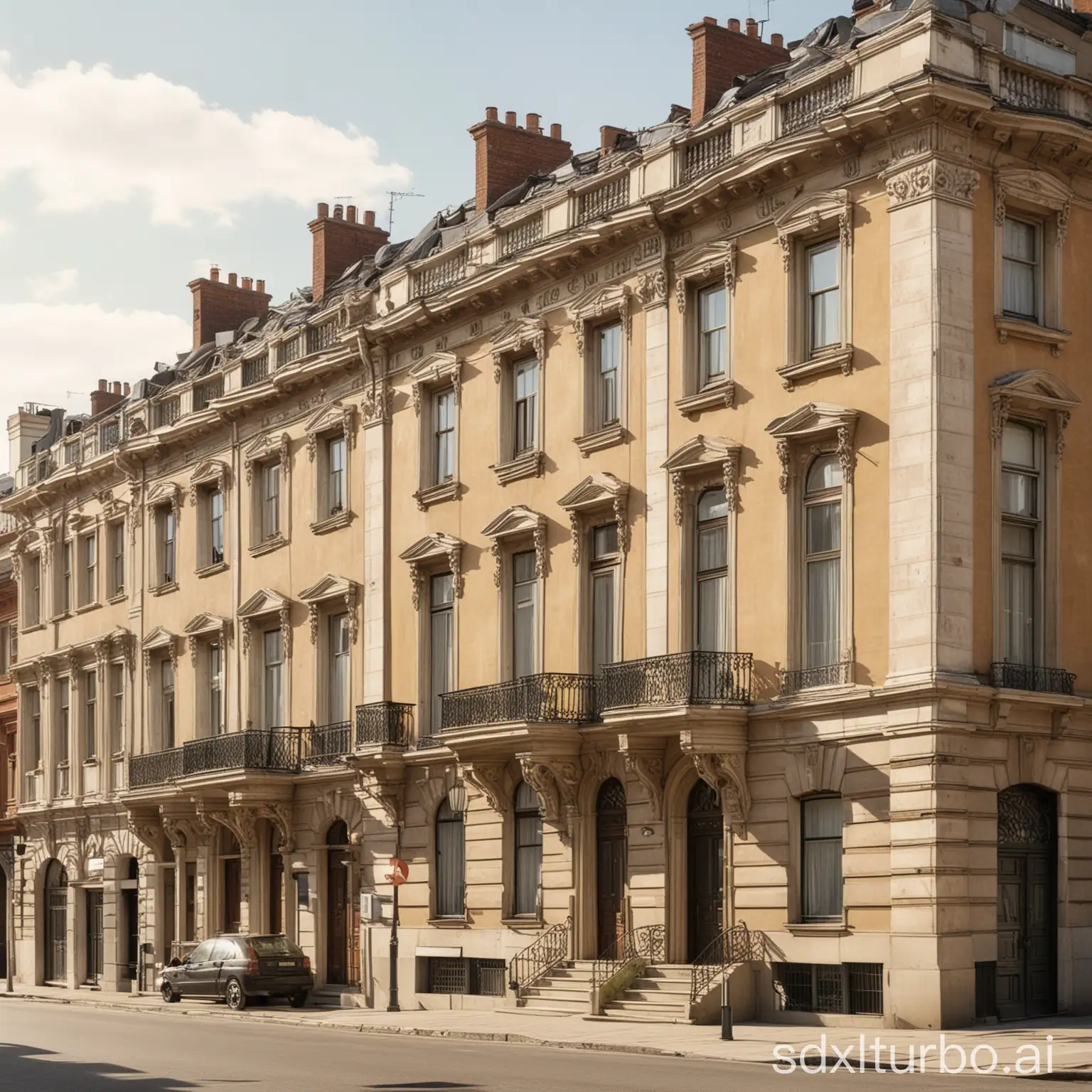 Late-19th-Century-Neoclassic-Style-City-Houses-Front-View