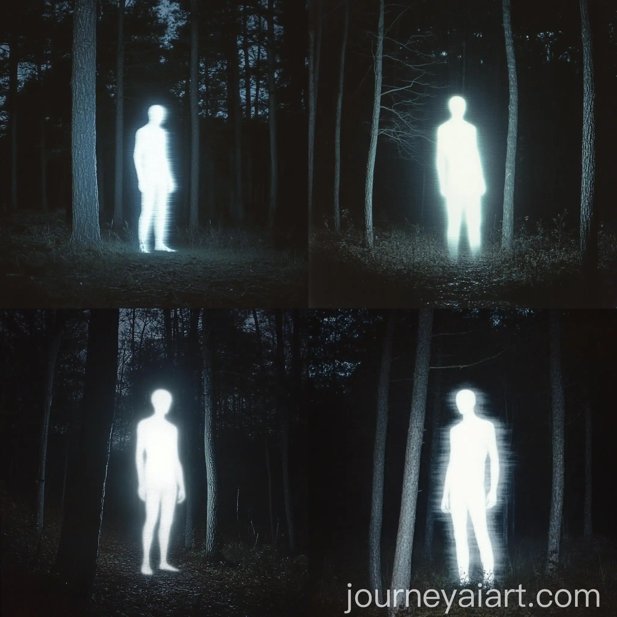 Radiant-Humanoid-Figure-in-Dark-Forest-at-Night