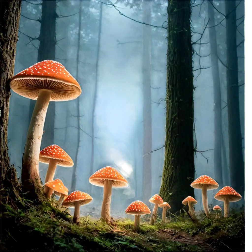 Mystical-Forest-Scene-with-Glowing-Mushrooms-PNG-Image-for-Magical-and-Fantasy-Themes