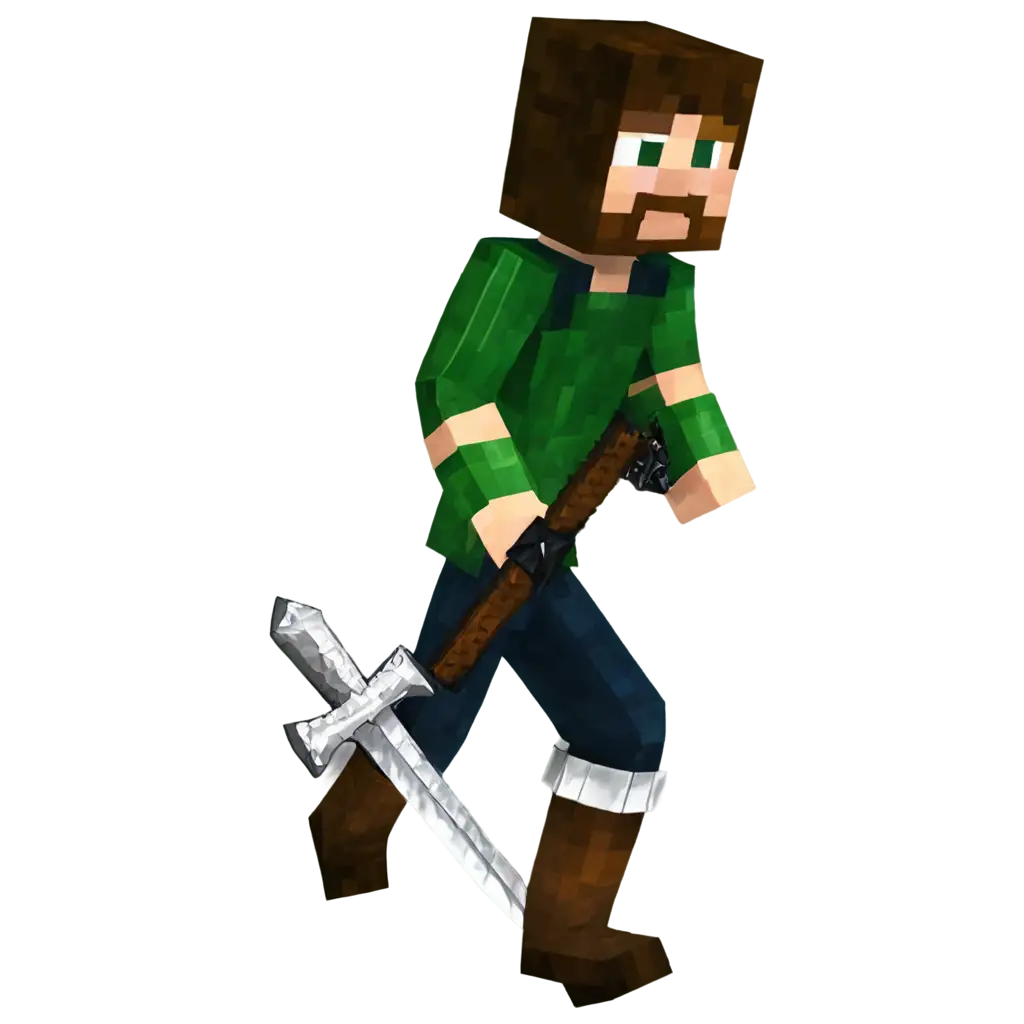 HighQuality-PNG-Image-of-Minecraft-Character-Fighting-with-Sword-Enhance-Your-Digital-Content