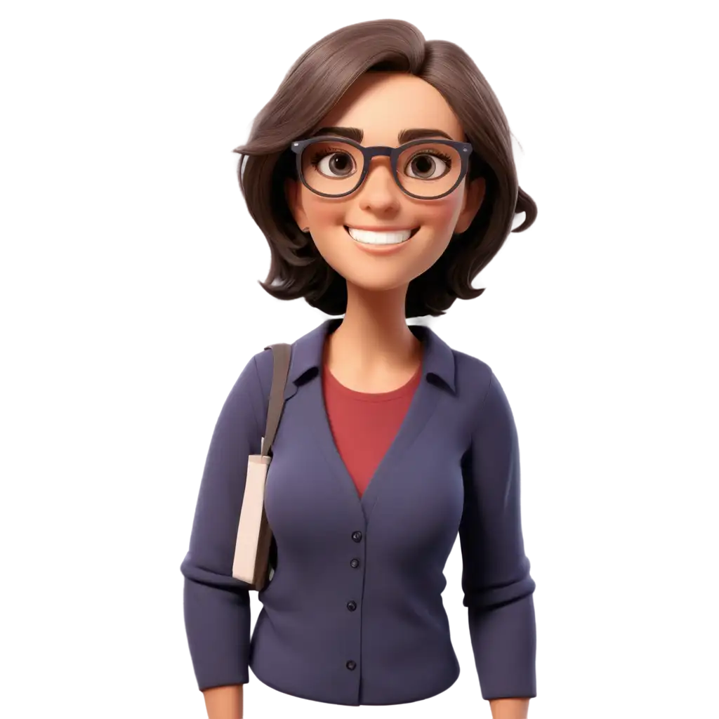 Cartoon-Kindergarten-Teacher-PNG-Image-Mid-30s-Glasses-Perfect-for-Education-Childrens-Content