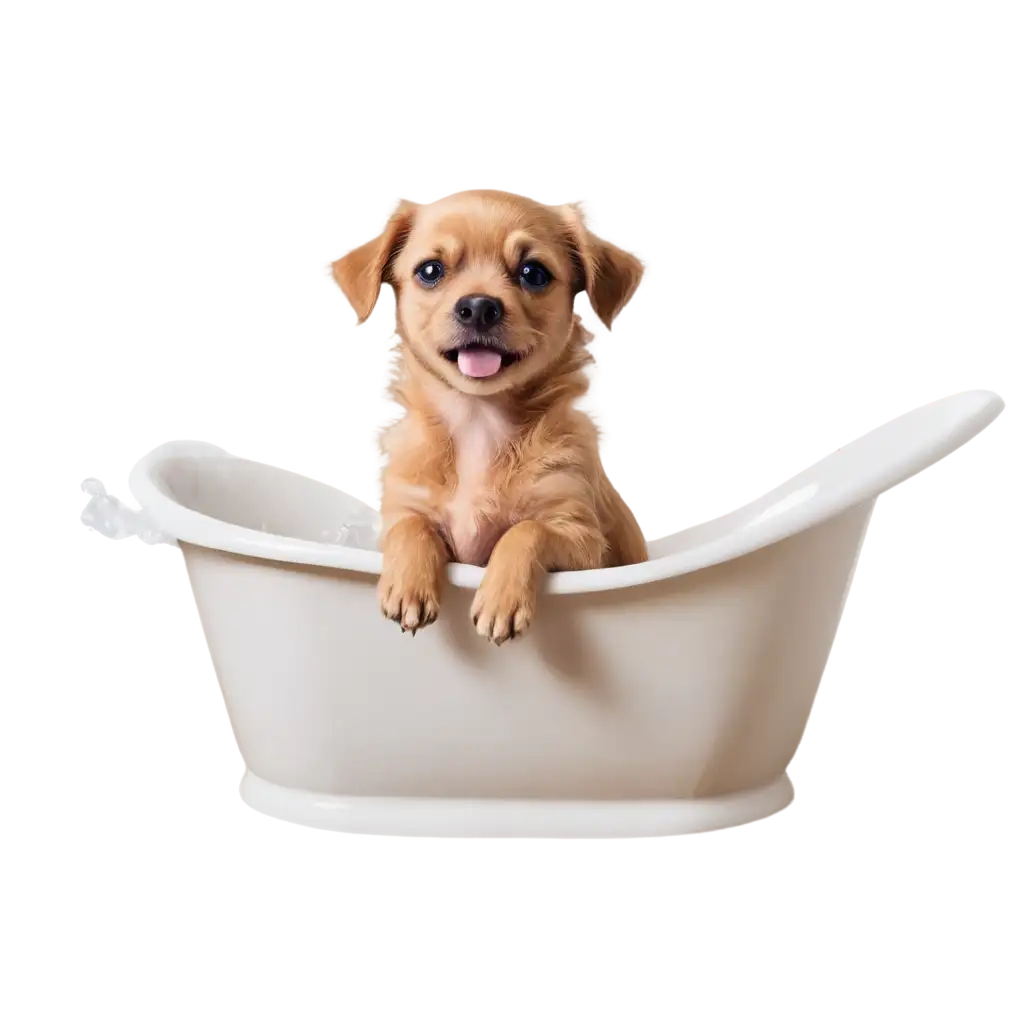 Adorable-Little-Dog-Taking-a-Bath-in-a-Bathtub-PNG-Image