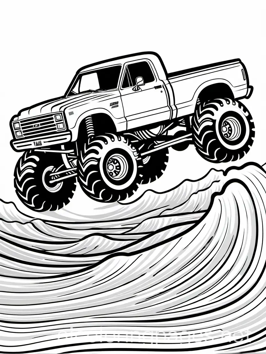 Monster-Truck-Splashing-Through-Water-in-a-Fun-Coloring-Page