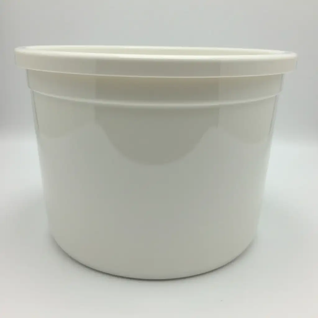 Plastic pot that have just been manufactured and are without label or logo.