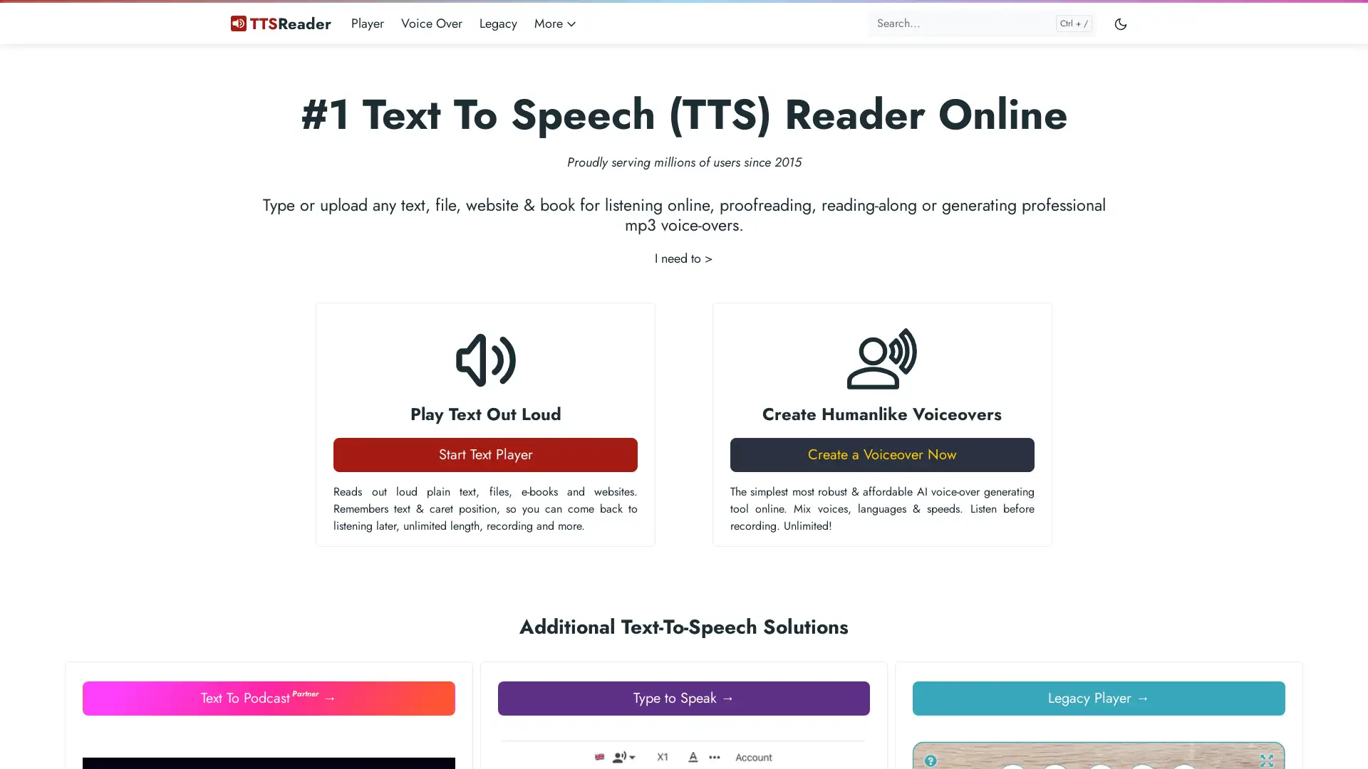 Effortlessly convert text to natural speech with TTSReader.