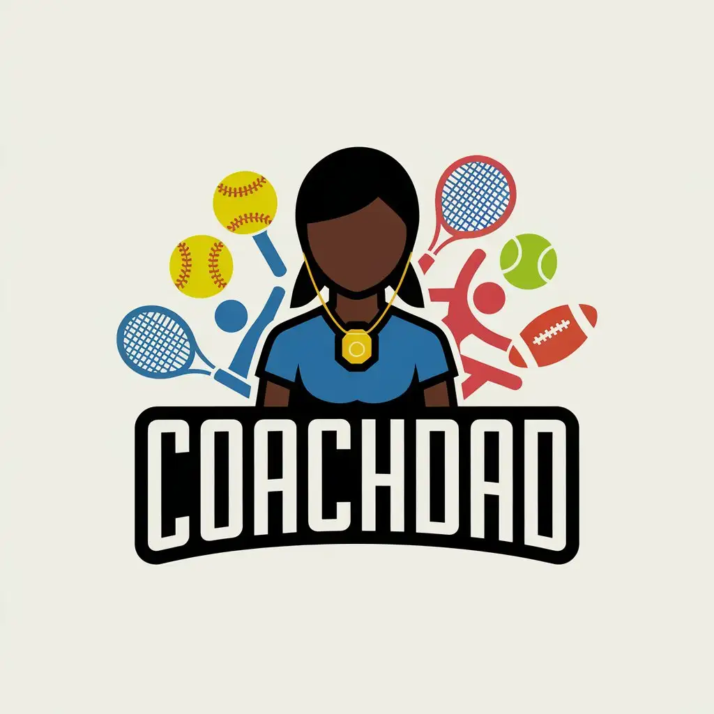 LOGO Design for CoachDad Black Daughter Youth Sports Softball Tennis Flag Football and Track Theme